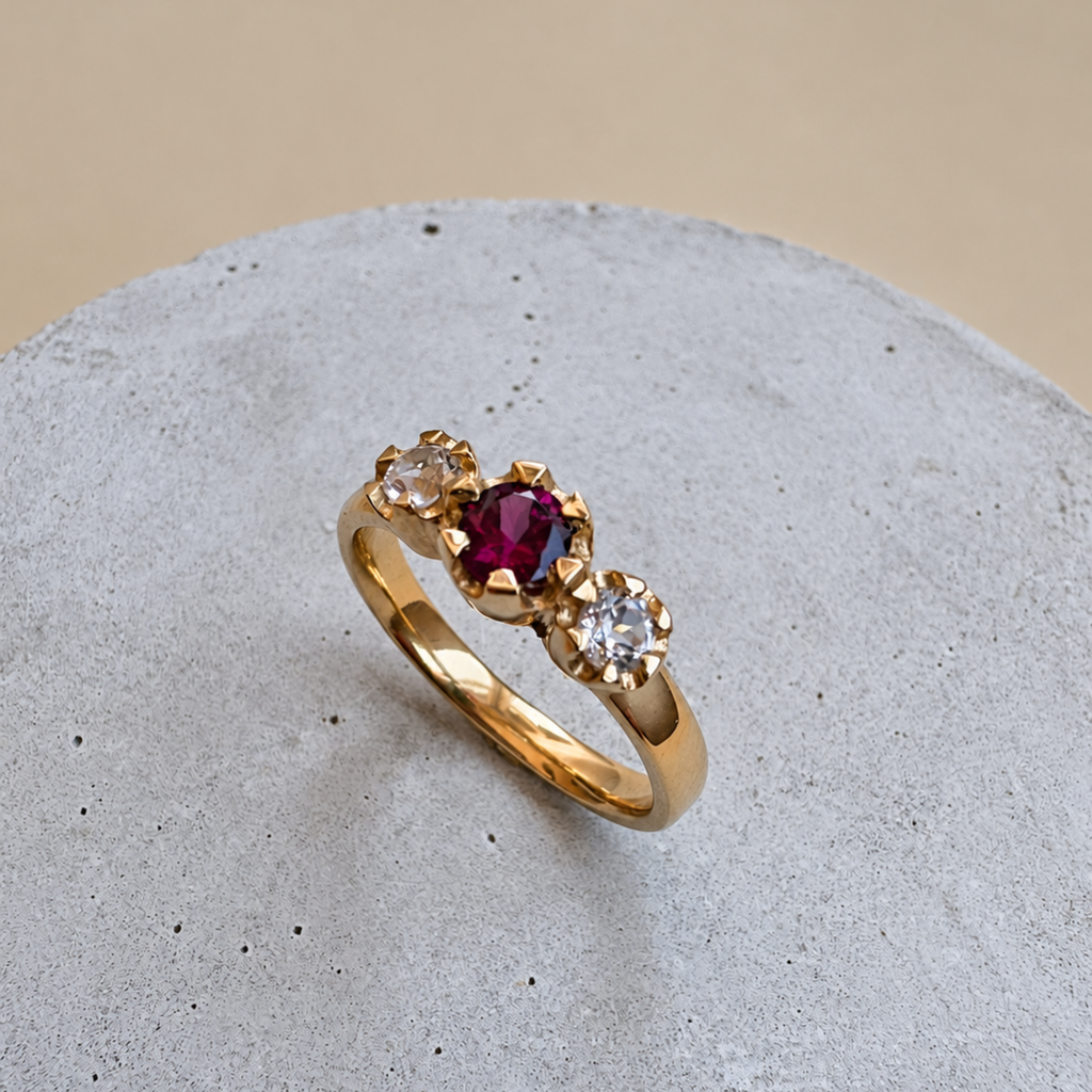 Anillo Gotas de mar granate rodolito - Listo para enviar