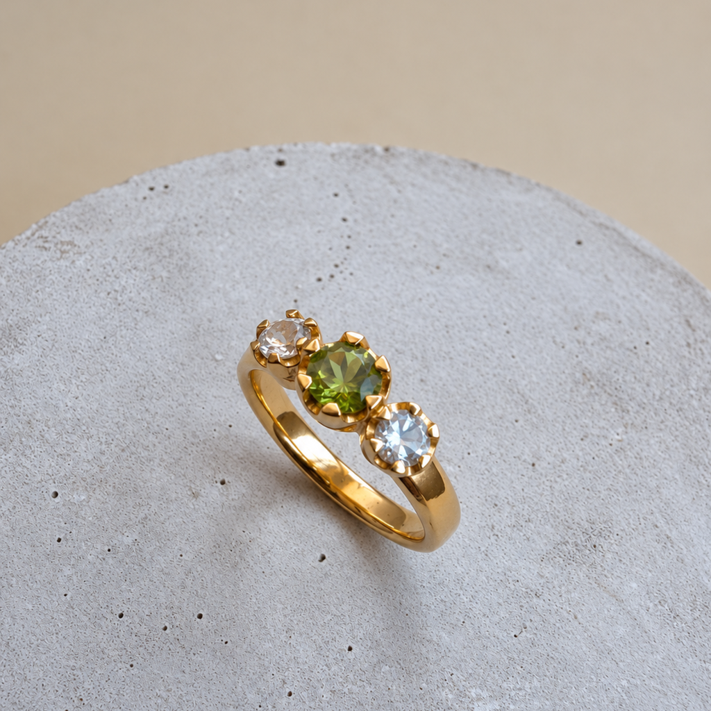 Anillo Gotas de mar peridoto - Listo para enviar