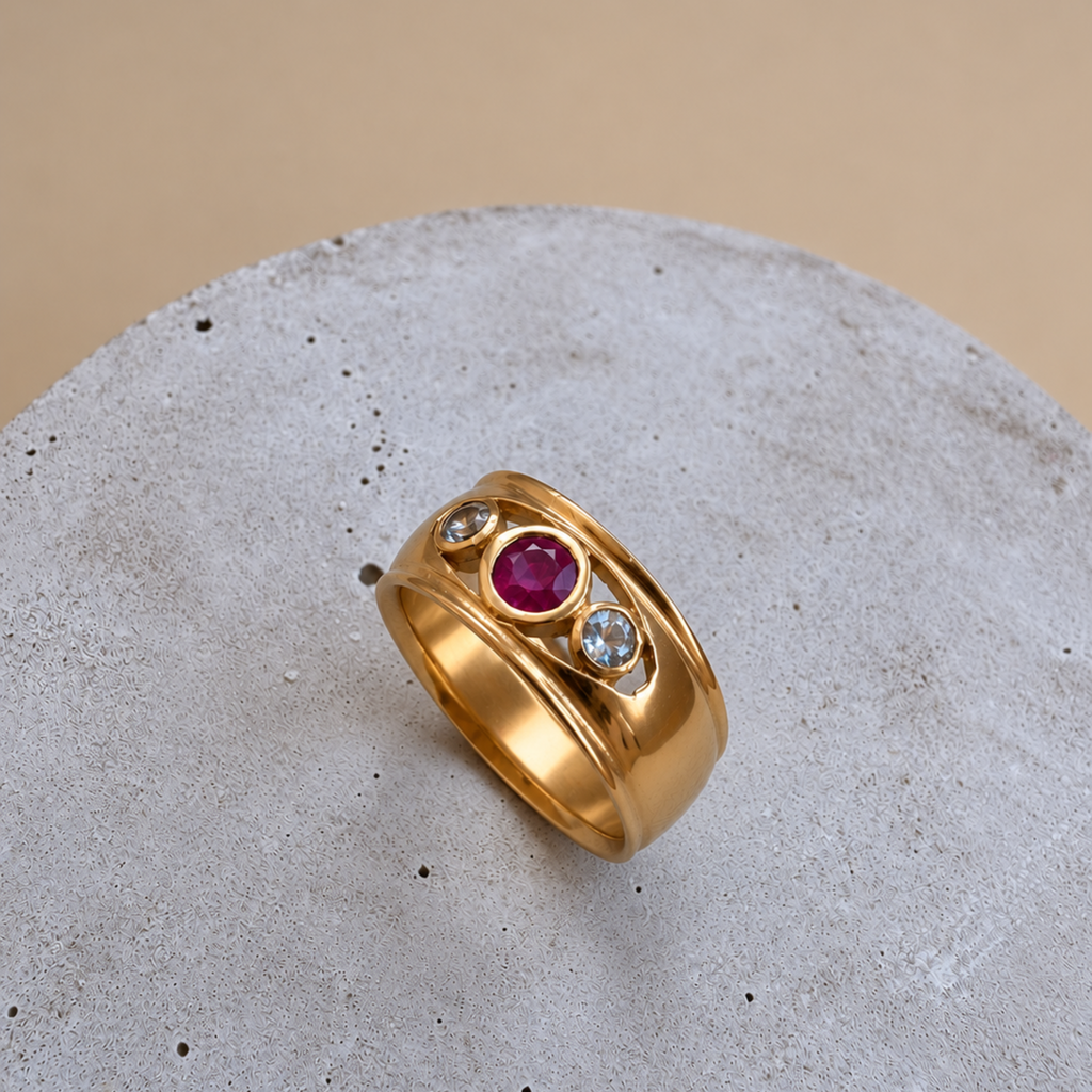 Anillo Elipse rubí - Listo para enviar